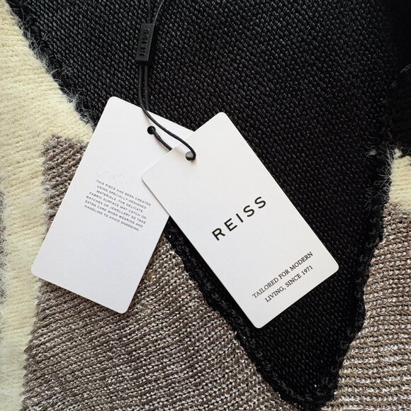 REISS Madeline Colorblock Sweater Metallic Spliced Pattern Jumper Blouse Sz XL - Picture 9 of 12